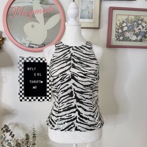 Saks Fifth Avenue Zebra Sequin Top